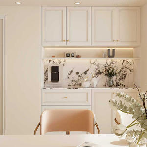 French Style <b>Sideboard</b> Storage Cabinet <b>Cream</b> Color Living Room Cabinet With Lacquered Doors Integrated Wall Mounted Design - Product Image 4