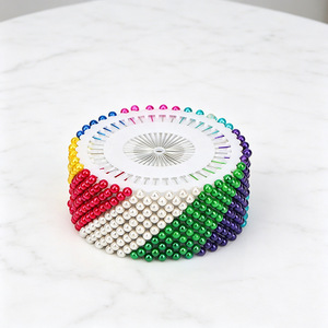 Colored Dressmaking <b>Pins</b> 20mm Round Head Stainless Steel Sewing <b>Pins</b> For Clothing Crafting Fixed Beaded Design - Product Image 4