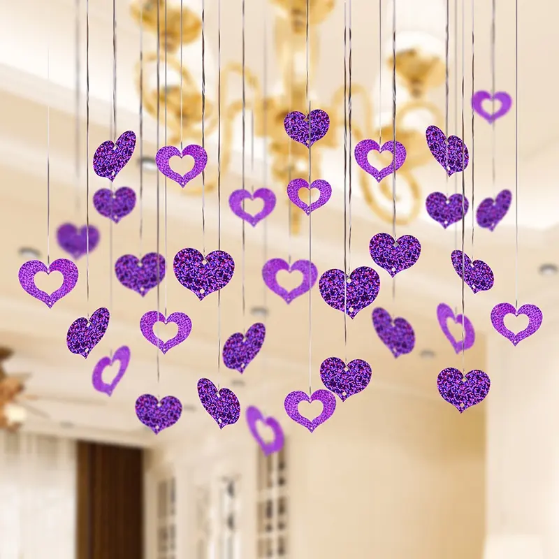 Rojo púrpura Bling corazón láser lentejuelas lluvia globo colgante romántico boda habitación cumpleaños fiesta decoración globo Accesorios