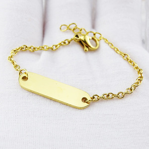 Braccialetto con nome in acciaio inossidabile personalizzato fai-da-te braccialetto per bambini <span class=keywords><strong>adulti</strong></span> con incisione in <span class=keywords><strong>oro</strong></span> reale 18 carati - Product Image 4