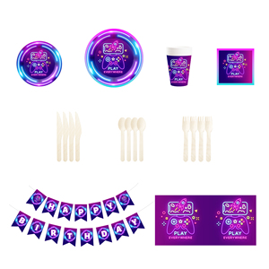ชุดตกแต่งงานวันเกิดธีมวิดีโอเกม DAMAI แบบกำหนดเอง สำหรับงานเลี้ยงวันเกิดเด็ก หรืองานเลี้ยงวันเกิดเด็กผู้ชาย ชุดอุปกรณ์บนโต๊ะ - Product Image 3