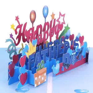 WINPSHENG Carte de voeux 3D Pop Up Cartes de fête des pères Carte de voeux heureuse fête des pères