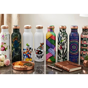 Printed <b>Copper</b> Water <b>Bottle</b> Set Reusable Leakproof Designer <b>Copper</b> <b>Drink</b> <b>Bottles</b> for Home Office Travel Gifting Use - Product Image 6