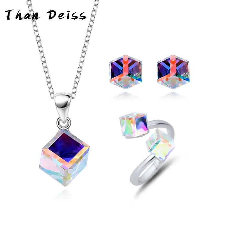 New Hot S925 Sterling Silver Simple Square For Fit Swarovski Crystal Set Fine Jewelry Matching Luxury Jewelry