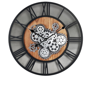 Hiện đại steampunk Đồng hồ treo tường sắt đơn di chuyển bánh Pin hoạt động truyền thống cho phòng khách trang trí nội thất - Product Image 1