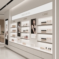 Diseño Interior de Salón de Belleza, Mueble de Exhibición para Tienda de Cuidado de la Piel, Estante con Iluminación LED, Dimensiones Personalizables, Alta Calidad y Durabilidad