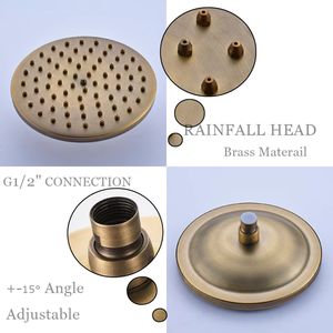 Ensemble <span class=keywords><strong>de</strong></span> douche <span class=keywords><strong>de</strong></span> luxe antique mural pour salle <span class=keywords><strong>de</strong></span> bain, robinet <span class=keywords><strong>de</strong></span> <span class=keywords><strong>baignoire</strong></span> en laiton massif avec bec <span class=keywords><strong>pivotant</strong></span> et système <span class=keywords><strong>de</strong></span> mitigeur à effet pluie - Product Image 4