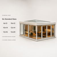 MEXIN Pergola en aluminium sur mesure, isolée Low-E, véranda 4 saisons fermée, avec écran PC amovible et 3 baies coulissantes, pour villa et entrepôt
