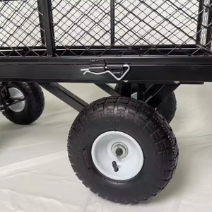चार रबर पहियों आउटडोर फायरवुड उपयोगिता उपकरण ट्रॉली हटाने योग्य पक्ष भारी शुल्क स्टील मेष गार्डन कार्ट - Product Image 2