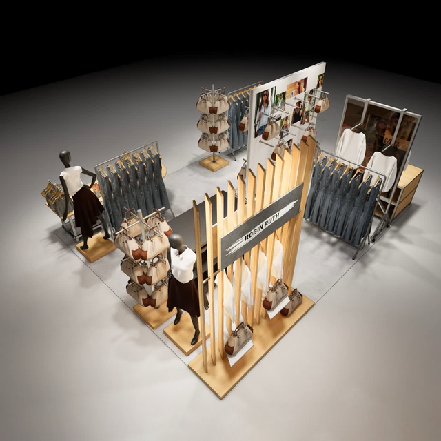 Modern Mall Retail Women Handbag Clothes Shop Kiosk Layout 3D Design Display Rack Shelves for Hand Bag Kiosk