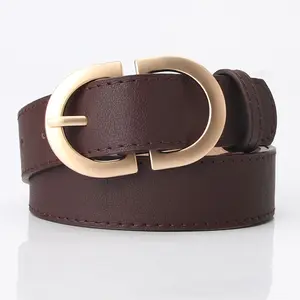 2023 custom belt buckle logo metal fashion wide belt hand-made unique pu leather belt for woman