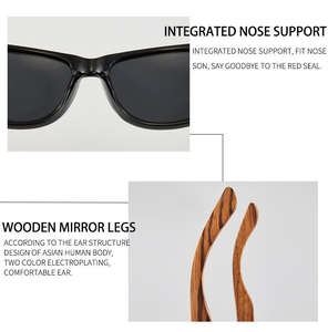 Lunettes de soleil classiques en bois, faites à la main, pour hommes et femmes, polarisées, écologiques, anti-UV, en bois de <span class=keywords><strong>bambou</strong></span> - Product Image 6