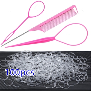 แหวนผม100ชิ้นหวีหางม้าถักเปียแบบมีหางม้าโค่นล้มอุปกรณ์ตกแต่งผม DIY - Product Image 6