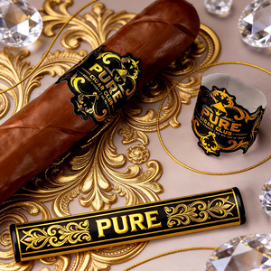 Etiquetas Artesanales Ecológicas para Cigarros Impresas con UV |   Arte Texturizado Cuadrado con Laminado Brillante y Grabado en Relieve con Lámina Dorada, Tamaños/Formas Personalizadas - Product Image 2