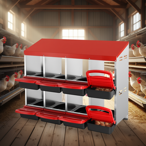 Nido Metálico para Gallinas con 8 Compartimentos y Diseño Inclinado para Equipos de Cría de Animales - Product Image 2