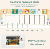 Jouet musical en bois pour enfants avec clavier de piano et effets sonores d'animaux, planche d'activités multifonctionnelle sensorielle pour développer la motricité fine
