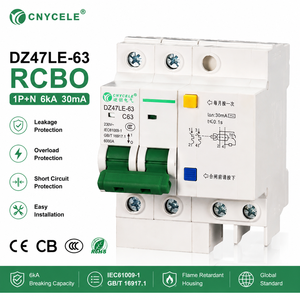 DZ47LE-63 1P+N 2P 32A 40A 63A 30mA 6KA 230V AC RCBO Residual Current Breaker Overcurrent Overload Protection Earth Leakage - Product Image 1