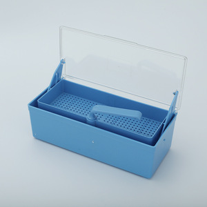 Dental Instrument Soaking Tray <b>Blue</b> Sterilization <b>Box</b> With Lid And Perforated Insert For Cleaning And <b>Storage</b> - Product Image 2