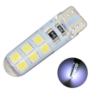 T10 2835 12SMD silicone lumière <span class=keywords><strong>LED</strong></span> Gel de silice 194/501 Wedge Parking dôme ampoules intérieur voiture <span class=keywords><strong>LED</strong></span> tourner côté lampes W5W nouvel état - Product Image 1