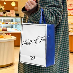 Custom Craft Printed Eco-Friendly <b>Biodegradable</b> Recyclable Kraft Paper Bags Handles for Coffee Tea Beverage <b>Packaging</b> Takeaway - Product Image 5