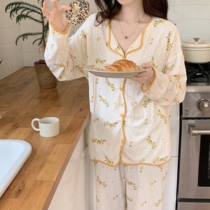 SFY-Y1115 Nieuwkomer Meisjes Sweet Katoenen Pyjama Set Shirt Met Lange Mouwen En Broek Mode Huiskleding 2 Stuks Casual Pyjama Voor Dames - Product Image 2