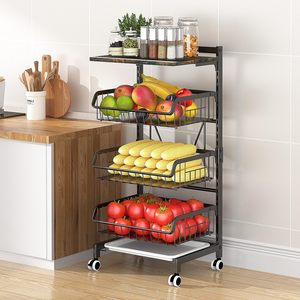 Carrito <span class=keywords><strong>de</strong></span> Cocina <span class=keywords><strong>de</strong></span> 4 Niveles <span class=keywords><strong>con</strong></span> <span class=keywords><strong>Ruedas</strong></span>, Versátil, Ajustable, <span class=keywords><strong>de</strong></span> Metal, para Almacenamiento <span class=keywords><strong>de</strong></span> Frutas, Verduras y Alimentos - Product Image 3