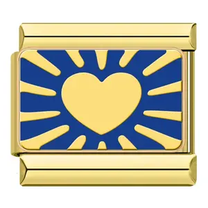 Vente en gros <span class=keywords><strong>d</strong></span>'un <span class=keywords><strong>autre</strong></span> maillons de charme italien coeur de poisson lune coloré à la mode pour bracelet en acier inoxydable de 9mm DJ1443 - Product Image 3