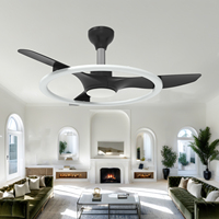 Ventilateur de plafond moderne de luxe 52 pouces à moteur DC dimmable avec télécommande pour usage hôtelier, doté d'un éclairage électrique en plastique