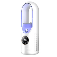 Bestone - Ventilador de Escritorio Eléctrico Portátil USB DC Recargable con Luz Nocturna y Humidificador, 6 Velocidades, para Coche, Hotel, Garaje, Hogar, Envío Gratuito