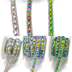 TR003 New Product Glass Rhinestone <strong>Strip</strong> Hot Melt Adhesive Clothing Hotfix Rhinestone Accessories Drill <strong>Strip</strong> - Product Image 3