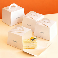 Boîte à gâteau mousse d'usine, boîte d'emballage de dessert en carton blanc jetable avec poignée