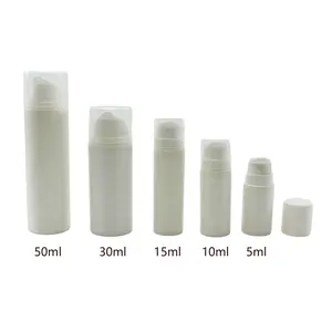 Wholesale airless pump bottle 5ml 10ml 15ml 30ml 50ml Cylindrical white pp airless pump bottle with Snap Lotion Pump AB-888C