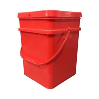 Square Plastic Bucket with Lid Handles, Heavy Duty, Large