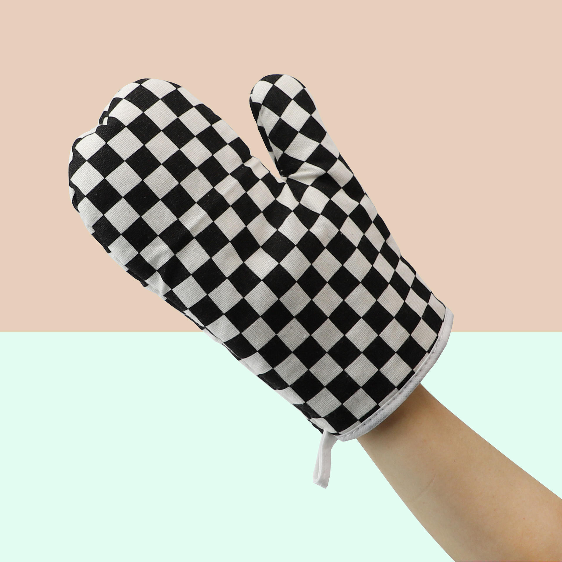 ลายตารางหมากรุกขาวดำ - ขนาด 24 ซม. (น้ำหนัก 60 กรัม)ผ้าฝ้าย 6 ชิ้น