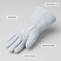 Gants de soudage professionnels en cuir de daim résistant à la chaleur, ignifuges, souples, à long manchon, avec coutures en Kevlar, pour soudage MIG/Stick, 37 cm