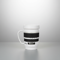 Mug en acier inoxydable en forme d'objectif d'appareil photo avec poignée, tasse à café originale, tasse à eau, logo personnalisé, vente en gros, cadeau