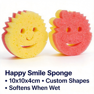 Éponge Composée Thermosensible <span class=keywords><strong>Smiley</strong></span> 10x10x4cm – Éponge <span class=keywords><strong>de</strong></span> Nettoyage Mignonne <span class=keywords><strong>en</strong></span> <span class=keywords><strong>Forme</strong></span> <span class=keywords><strong>de</strong></span> <span class=keywords><strong>Smiley</strong></span> Personnalisable - Product Image 1