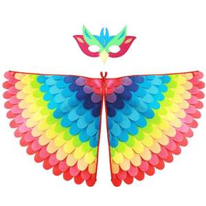 थोक कस्टम बच्चों के पक्षी मोर पंख ढके हुए कपड़े पहने हुए दिखाई देते हैं - Product Image 4