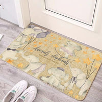 Tapis de sol en lin naturel avec imprimé feuilles tropicales - Tapis d'entrée antidérapant pour la décoration de la maison