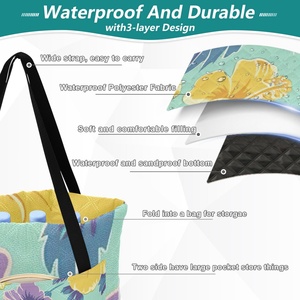 New Style Picnic Tote Handbag Oxford Cloth <b>Waterproof</b> Picnic Beach Mat Puakenikeni Custom Design Camping Blanket - Product Image 4