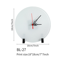 Cadre photo rond en verre de 20 cm, horloge suspendue, cadre photo en verre pour sublimation, BL-27