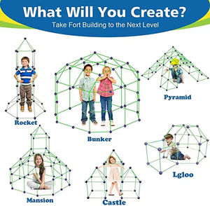 210 pièces de kits de <span class=keywords><strong>construction</strong></span> de forts lumineux DIY, châteaux, tunnels, tentes, maison de jeu, jouets de <span class=keywords><strong>construction</strong></span>, kit de <span class=keywords><strong>construction</strong></span> de forts pour enfants - Product Image 5