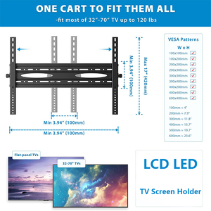 Supports de <span class=keywords><strong>télévision</strong></span> en métal de haute qualité Chariot de <span class=keywords><strong>télévision</strong></span> mobile 32-70 pouces LCD LED Support d'écran 4K pouvant contenir jusqu'à <span class=keywords><strong>120</strong></span> lb Support de sol TV avec étagère - Product Image 2
