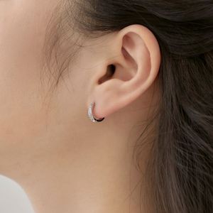 Dylam Delicate Earrings 925 Sterling <b>Silver</b> Rhodium 18K Gold Plated Double Layer 5A Zirconia <b>Clip</b>-on Hoop Earrings - Product Image 5