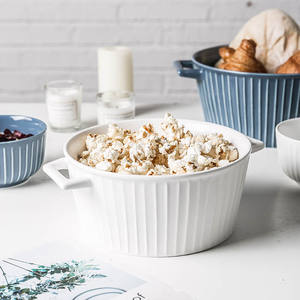 Zuppa di ciotola di ceramica grande ciotola di insalata ciotola di <span class=keywords><strong>popcorn</strong></span> nordico con maniglia - Product Image 4