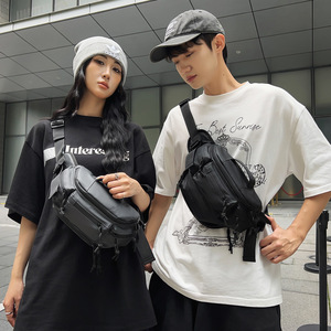 Bolsa de Cintura Impermeable de PU Moderna para Hombre, Bolsa de Hombro Cruzada Informal, Bolsa de Pecho para Deportes al Aire Libre, Viajes de Negocios, Estilo Motociclista - Product Image 1