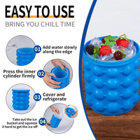 Seau à glace et bac à glaçons 2-en-1 en silicone grand format, portable, écologique, produit ménager avec option de logo personnalisé, forme carrée