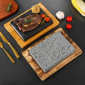 Parrilla <span class=keywords><strong>de</strong></span> roca volcánica granito natural Lava <span class=keywords><strong>piedra</strong></span> <span class=keywords><strong>de</strong></span> cocina bistec <span class=keywords><strong>piedra</strong></span> caliente parrilla asadora plato con bandeja - Product Image 3