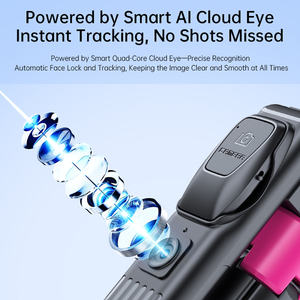 Perche à selfie SS2 avec suivi facial IA, 1,65 m (64 pouces), <span class=keywords><strong>trépied</strong></span> quadripode en alliage d'aluminium compatible avec les appareils photo, avec poignée rotative et télécommande magnétique - Product Image 3