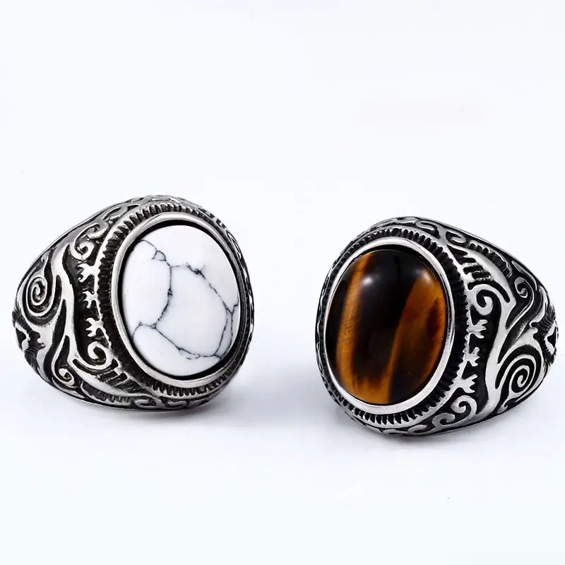 Halka оптовая цена оптом турецкое мужское кольцо из нержавеющей стали серебряное кольцо с драгоценным камнем тигровым глазом индийское кольцо для мужчин